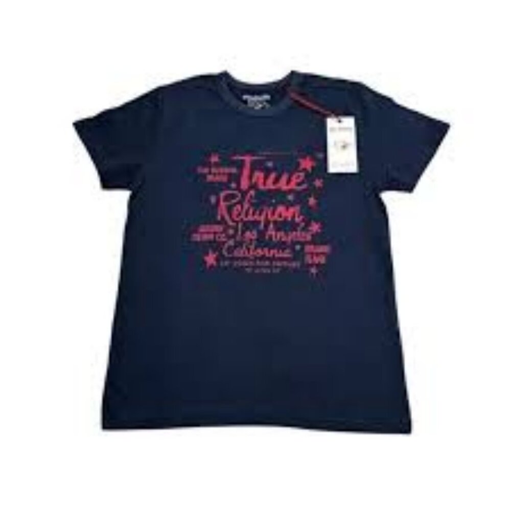 NWT True Religion champions crewneck navy tee (L)